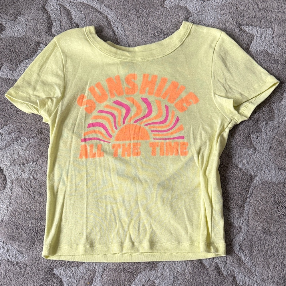 American Eagle Outfitters Yellow Tee with Sunshine Graphic